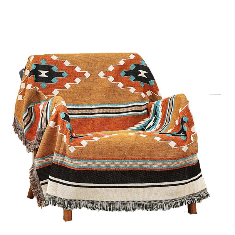 Homesy Boho Throw Blankets Southwestern Bed Throws Cover Reversible Green Aztec Southwest Blanket for Couch Chair Sofa Home Outdoor Beach Car Tent Travel Camping 51""x63"" - Image 1